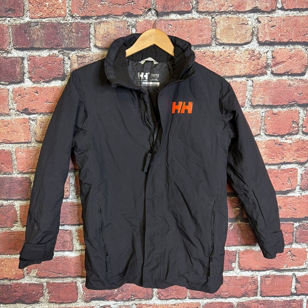 Helly Hansen Juniors Alpha Ski Jacket (size 12) Black Orange Youth